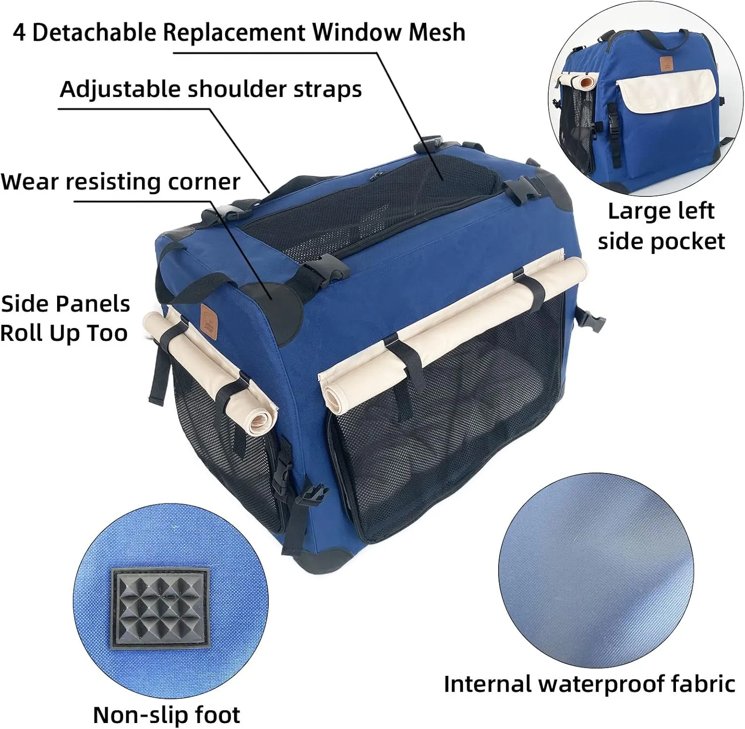 Large Cat Carrier 24x16.5x16.5in Soft-Sided Portable Folding Small Medium Dog Pet Carrier, with Comfortable Mat, Indoor & Outdoor Travel Collapsible Cat & Dog Crate