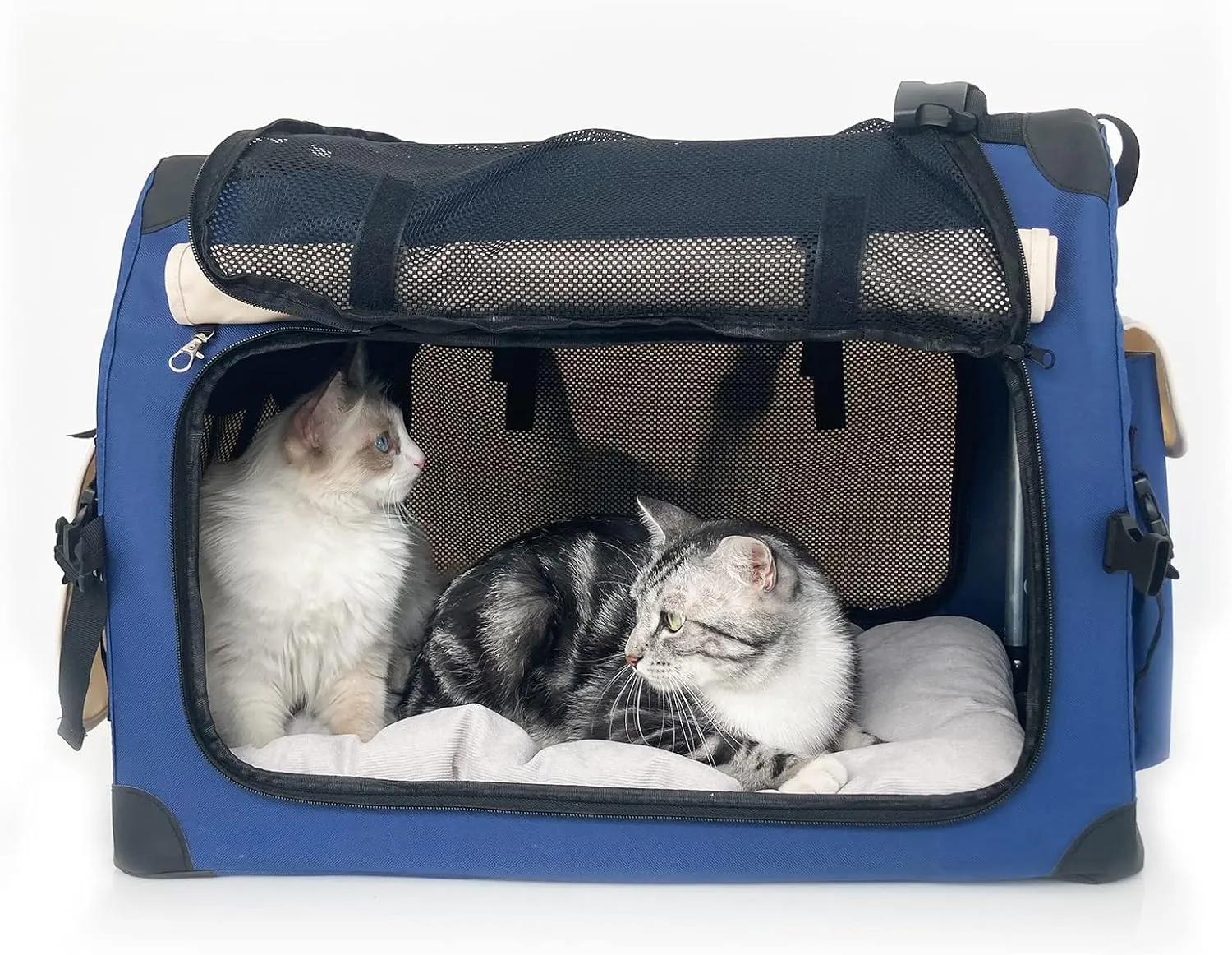 Large Cat Carrier 24x16.5x16.5in Soft-Sided Portable Folding Small Medium Dog Pet Carrier, with Comfortable Mat, Indoor & Outdoor Travel Collapsible Cat & Dog Crate
