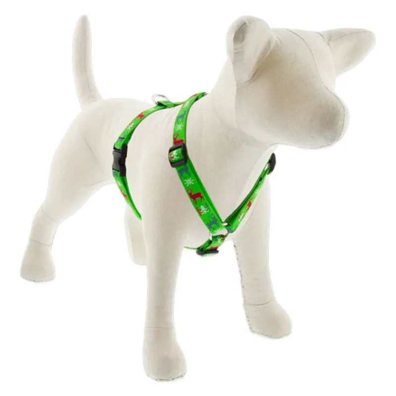 Lupine Holiday Designs Roman 3/4" Wide 20"-32" Girth Size Happy Holidays Green Dog Harness