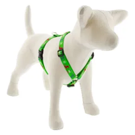 Lupine Holiday Designs Roman 3/4" Wide 20"-32" Girth Size Happy Holidays Green Dog Harness
