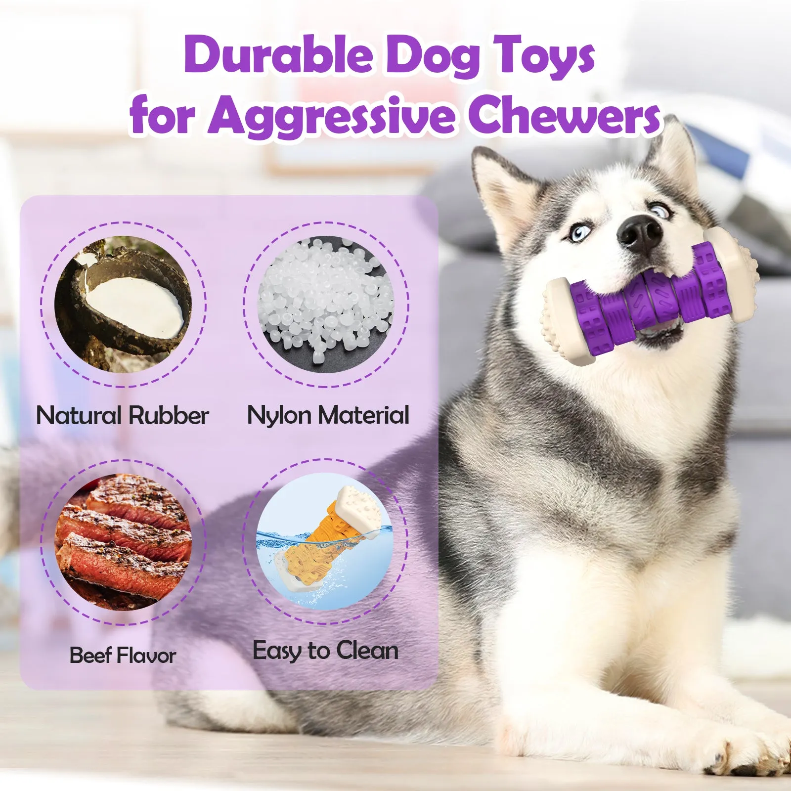 MASBRILL Dog Toys for Aggressive Chewers Large Breed , Interactive Chew Toy for Dogs – Brightly Colored Dog Enrichment Toy for Aggressive Chewers