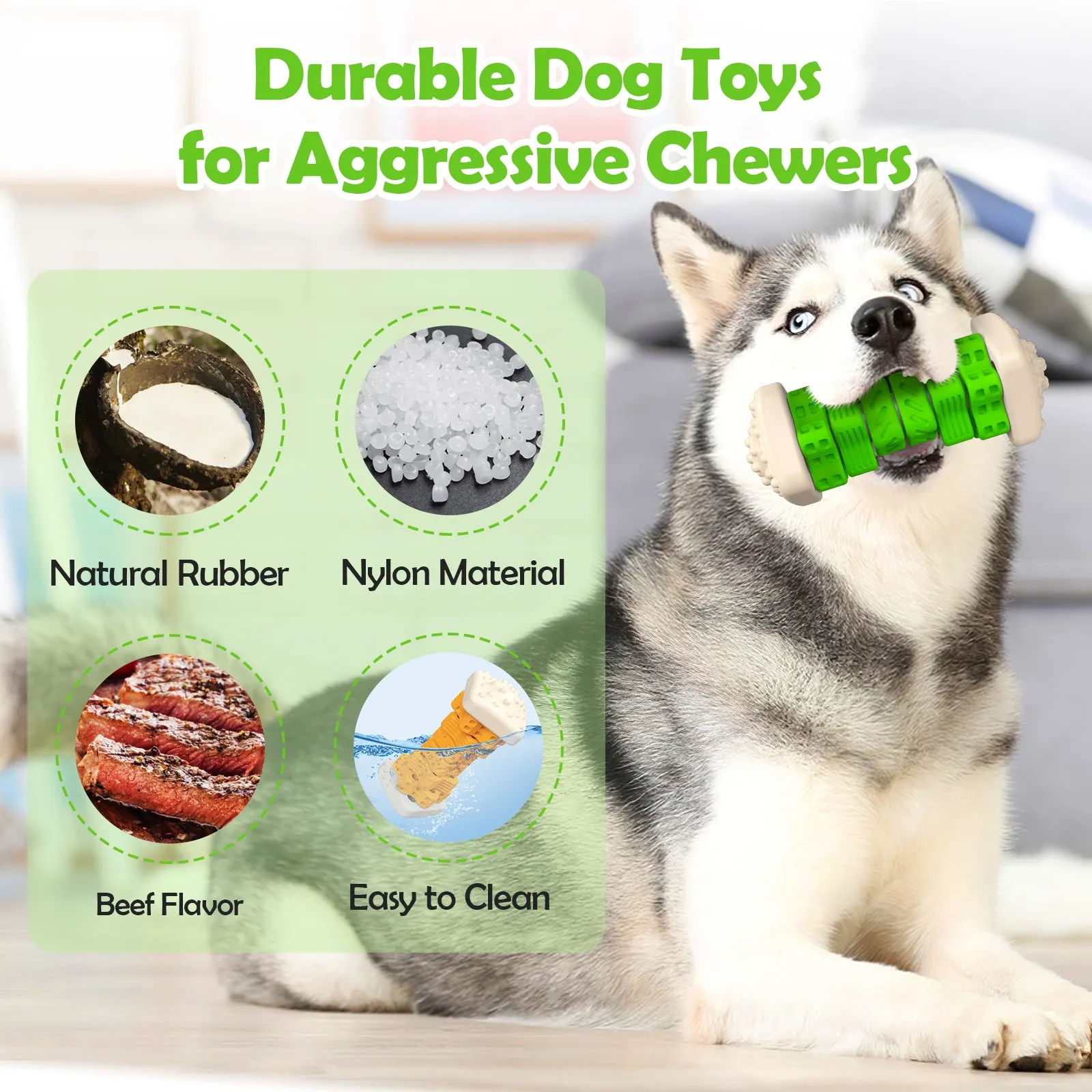 MASBRILL Dog Toys for Aggressive Chewers Large Breed , Interactive Chew Toy for Dogs – Brightly Colored Dog Enrichment Toy for Aggressive Chewers