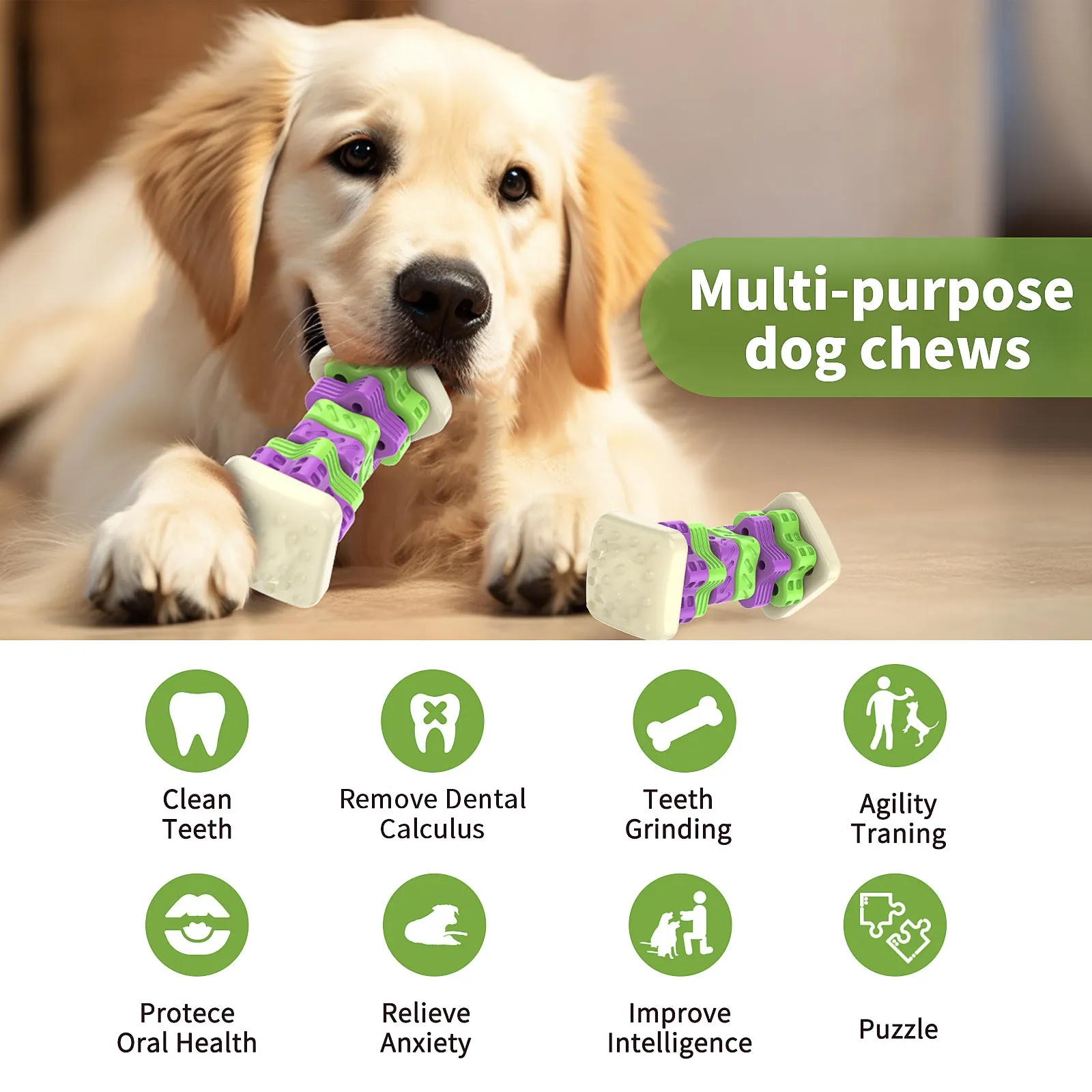 MASBRILL Dog Toys for Aggressive Chewers Large Breed , Interactive Chew Toy for Dogs – Brightly Colored Dog Enrichment Toy for Aggressive Chewers