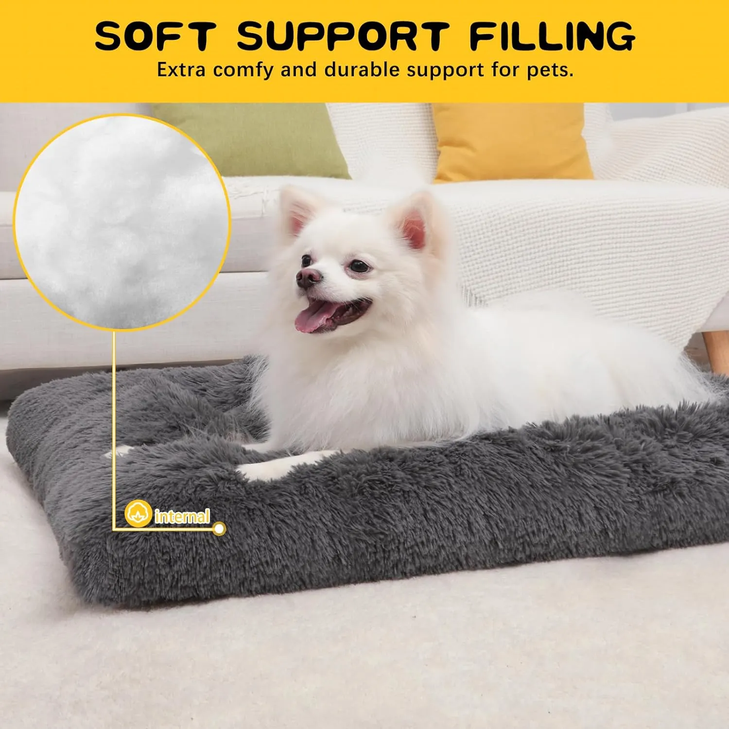Medium Dog Bed Crate Pad Mat for Cages Washable Bed for Medium Small Size Dog Soft Kennel Pad Anti-Slip Pet Bed,30" x 20",Dark Grey