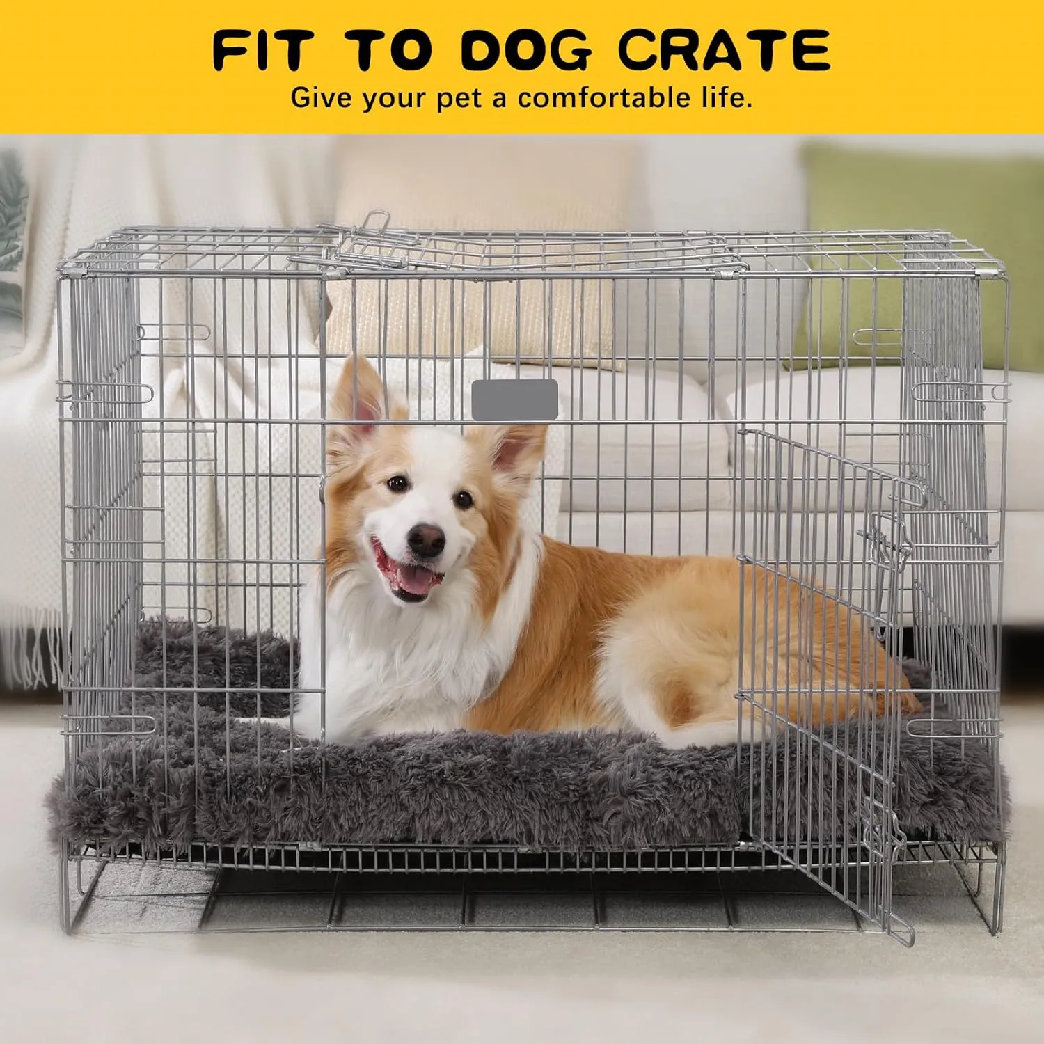 Medium Dog Bed Crate Pad Mat for Cages Washable Bed for Medium Small Size Dog Soft Kennel Pad Anti-Slip Pet Bed,30" x 20",Dark Grey