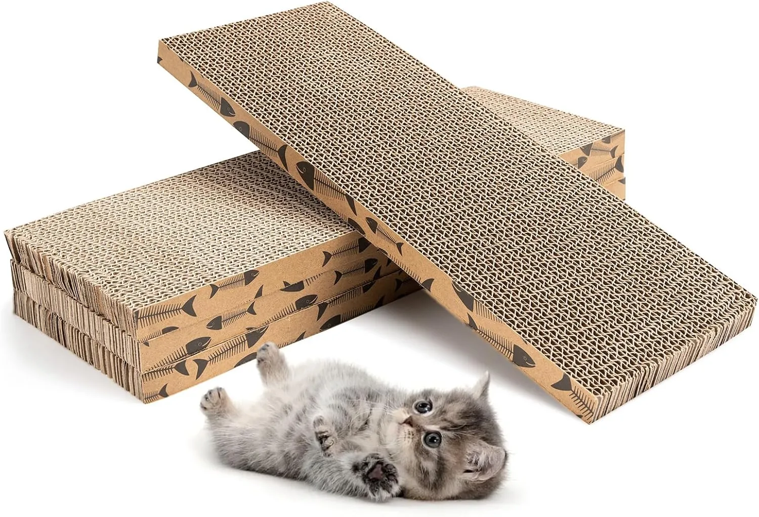 Mini Cat Scratching Board Small Cat Scratcher Cardboard Cat Scratch pad Cat Scratchers for Indoor Cats Cat Cardboard Scratcher Cat Scratching pad (4pcs)
