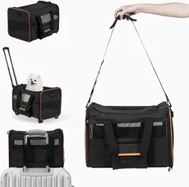 Pet Carrier for Small Pet, Cat Dog Carrier for Car Soft Sided Dog Rolling Crate Cat Travel Bag up to 20 Lbs