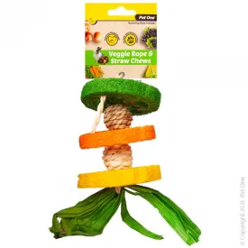 Pet One Veggie Rope and Straw Chew Hanging Hula Small Animal Toy^^^