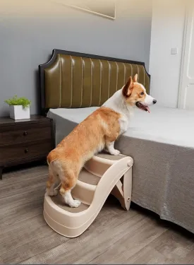 Pet Stairs Ramp with Carpeted Steps and Collapsible