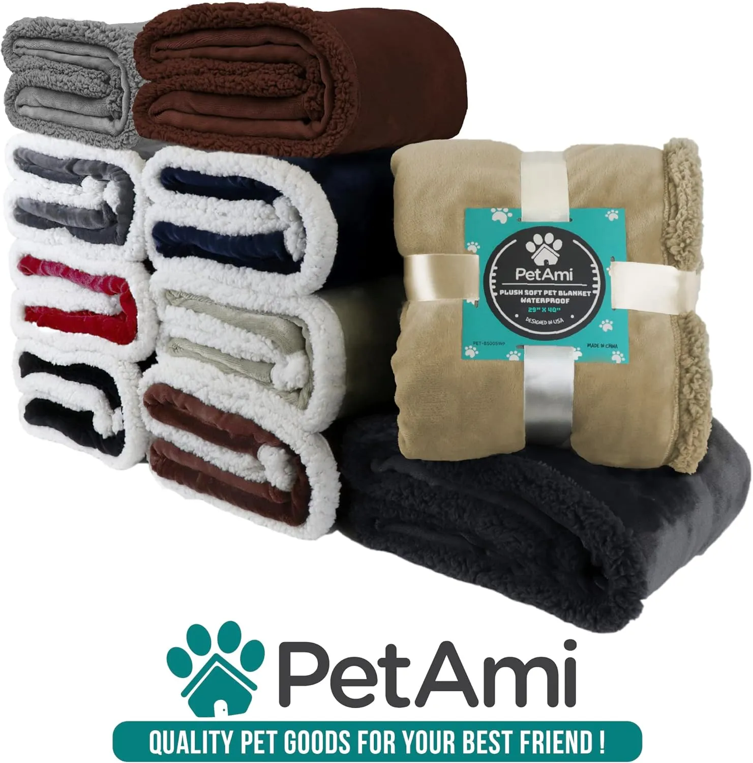 PetAmi Dog Blanket for Medium Large Dogs, Pet Bed Blanket Cat Puppy Kitten, Fleece Furniture Couch Cover Protector Sofa Car, Soft Sherpa Dog Throw Plush Reversible Washable, 40x60 Solid Dark Gray