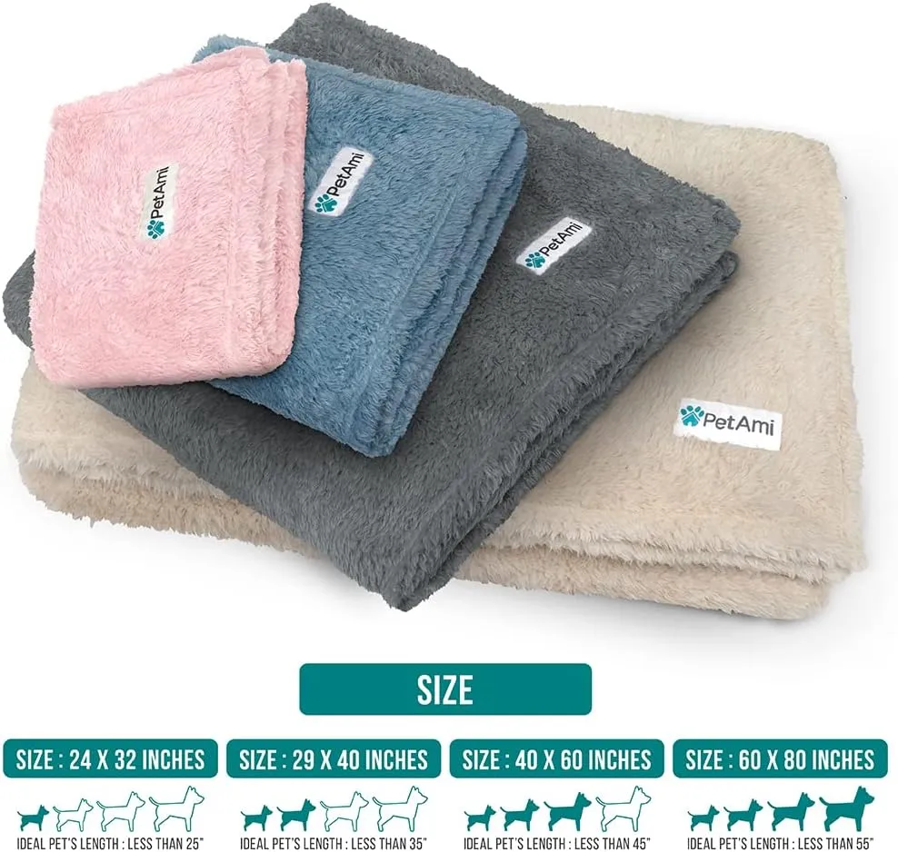PetAmi Dog Blanket for Small Medium Dogs, Pink Fluffy Soft Sherpa Fleece for Puppy, Kitten, Doggie, Calming Pet Throw for Couch Sofa Bed, Washable, Medium 29x40