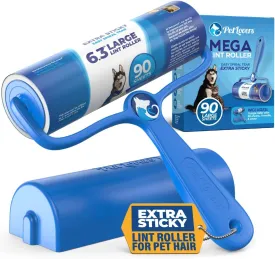 PetLovers 6.3" Large Lint Roller for Pet Hair Extra Sticky 360 Sheets, Ideal for Pet Hair Removal from Furniture & Clothes, Dog and Cat Lint Remover 4 Pack