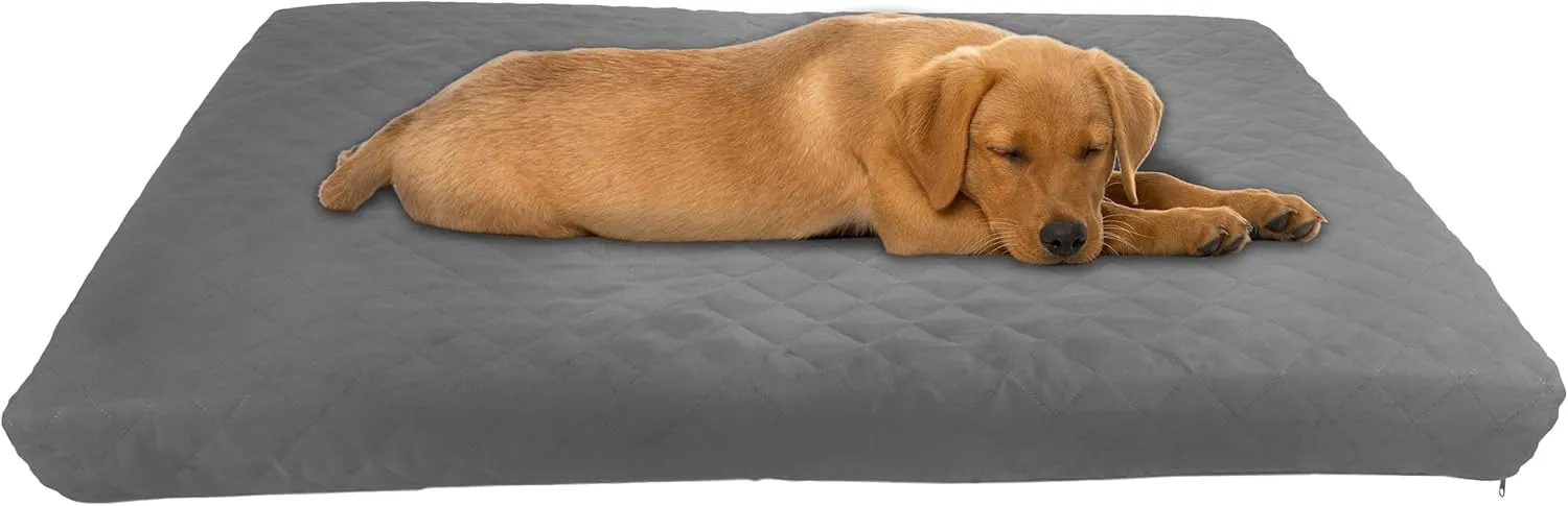 PETMAKER Water-Resistant Dog Bed - 2-Layer Memory Foam Pet Bed with Removable Washable Cover and Non-Slip Bottom - 36in Large Pet Bed for Dogs up to 75lbs (Gray)