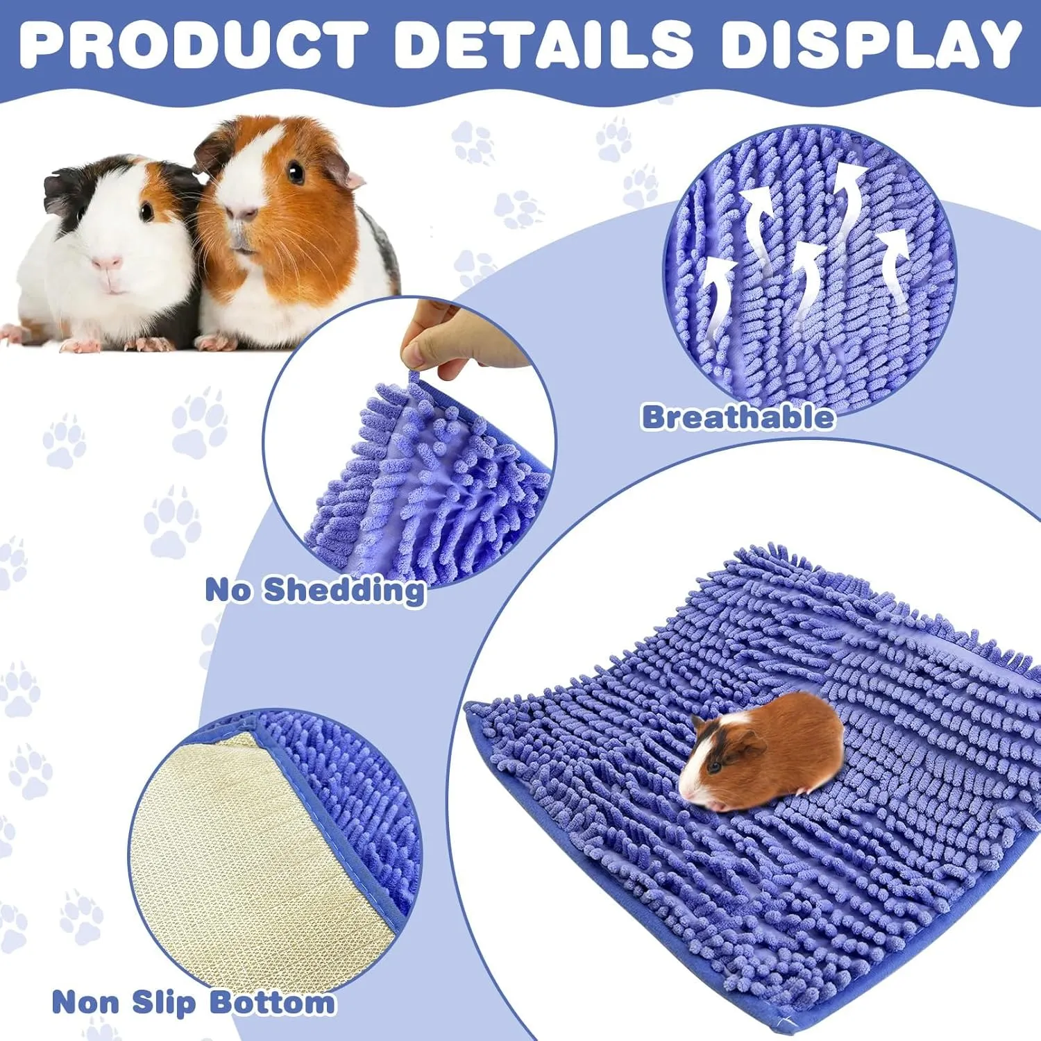 PINVNBY 2 PCS Guinea Pig Cage Liner Washable Guinea Pig Fleece Cage Liners Reusable & Non-Slip Guinea Pig Pee Pads Small Animal Cage Accessories for Bunny Rabbit Hamster Rat Ferret (Purple, 24" x 16")