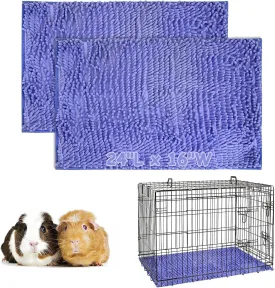 PINVNBY 2 PCS Guinea Pig Cage Liner Washable Guinea Pig Fleece Cage Liners Reusable & Non-Slip Guinea Pig Pee Pads Small Animal Cage Accessories for Bunny Rabbit Hamster Rat Ferret (Purple, 24" x 16")
