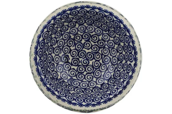 Polish Pottery 6" Pet Bowl Wave Of Flowers