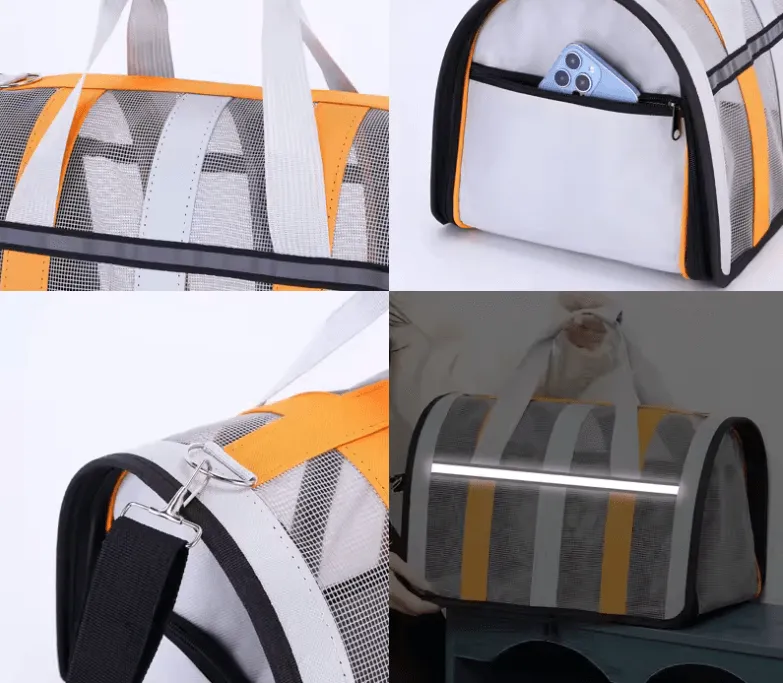 Portable Pet Carrying Bag - Foldable Mesh Handbag for Cats & Small to Medium Dogs