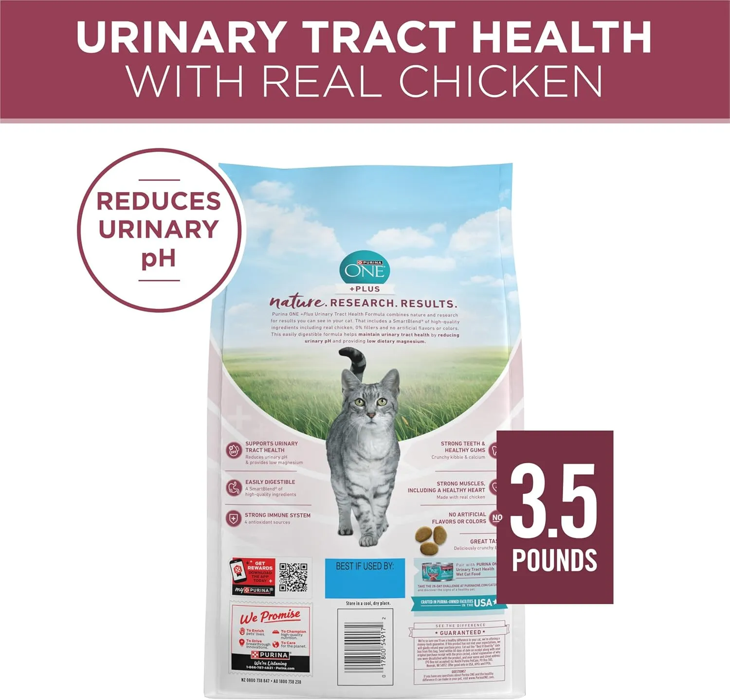 Purina ONE High Protein Dry Cat Food,  Plus Urinary Tract Health Formula - 3.5 lb. Bag