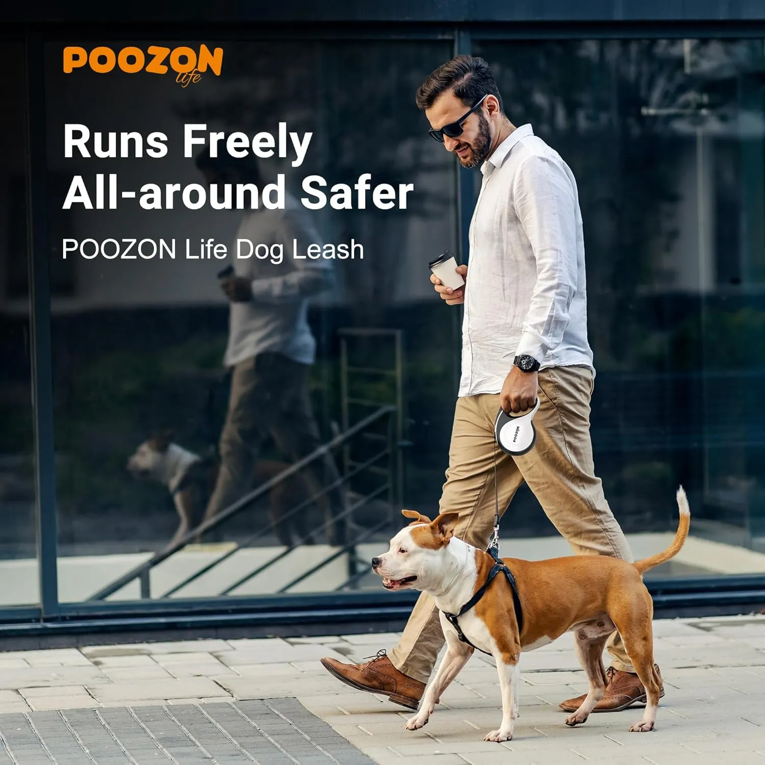 Retractable Dog Leash, 360 Tangle Free, 16 ft Strong Nylon Tap for Pets, Walking Leash for Medium and Large Dogs, Heavy Duty, One Button Break and Lock, Up to 66 lbs