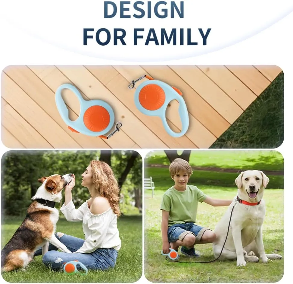 Retractable Dog Leash for Small Medium Dogs with Anti-Slip Soft Grip, 360 Tangle Free, Strong Nylon Tape, One-Handed Brake, Pause, Lock (Orange)