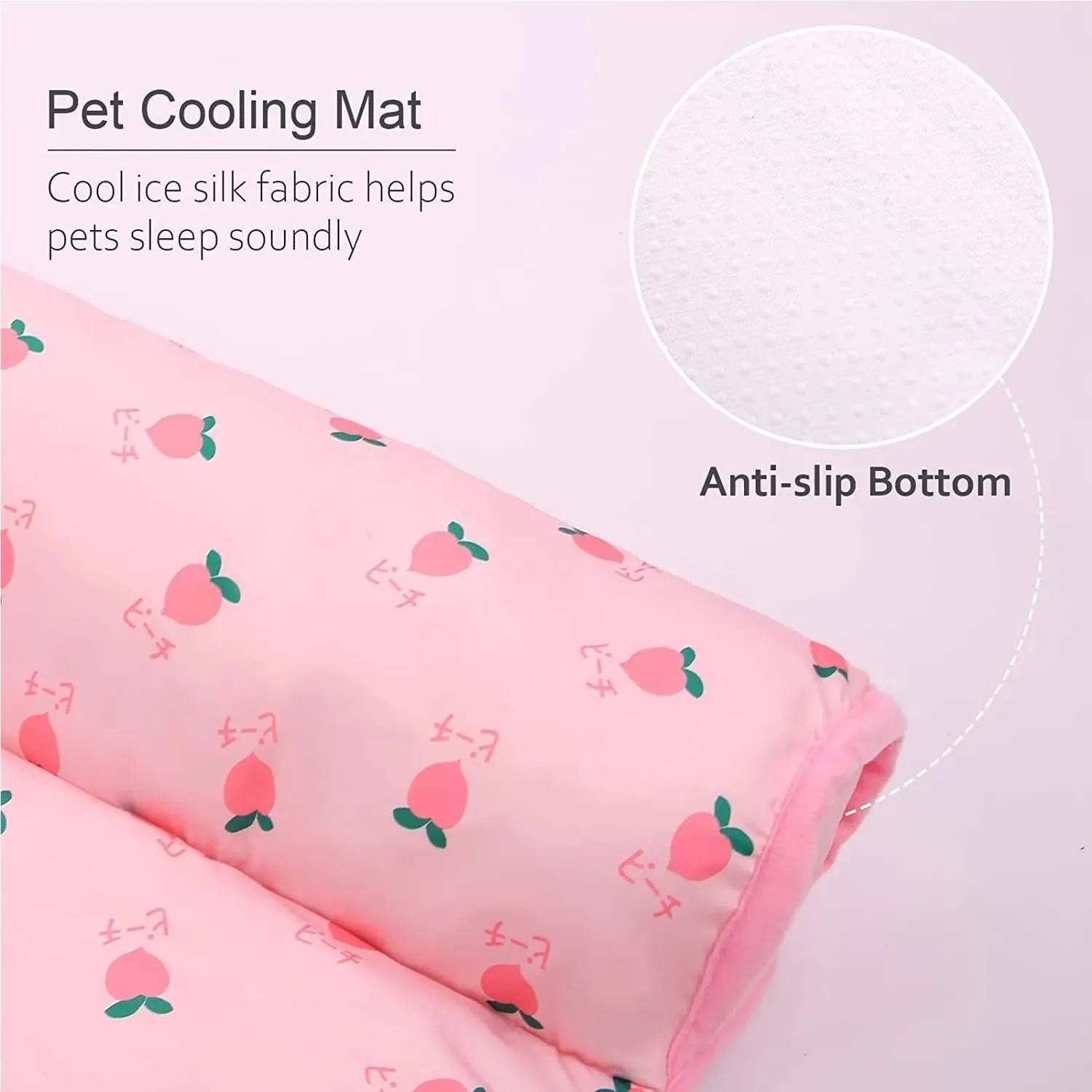 RJDJ Cats/Dogs Cooling Bed, Ice Silk Cool Pillow Cushion, Pet Ice Pad Mat, Pet Cooling Ice Mat, Washable Breathable Summer Pet Ice Mat Sleeping Pad with Pillow (Pink, 60 * 40cm)
