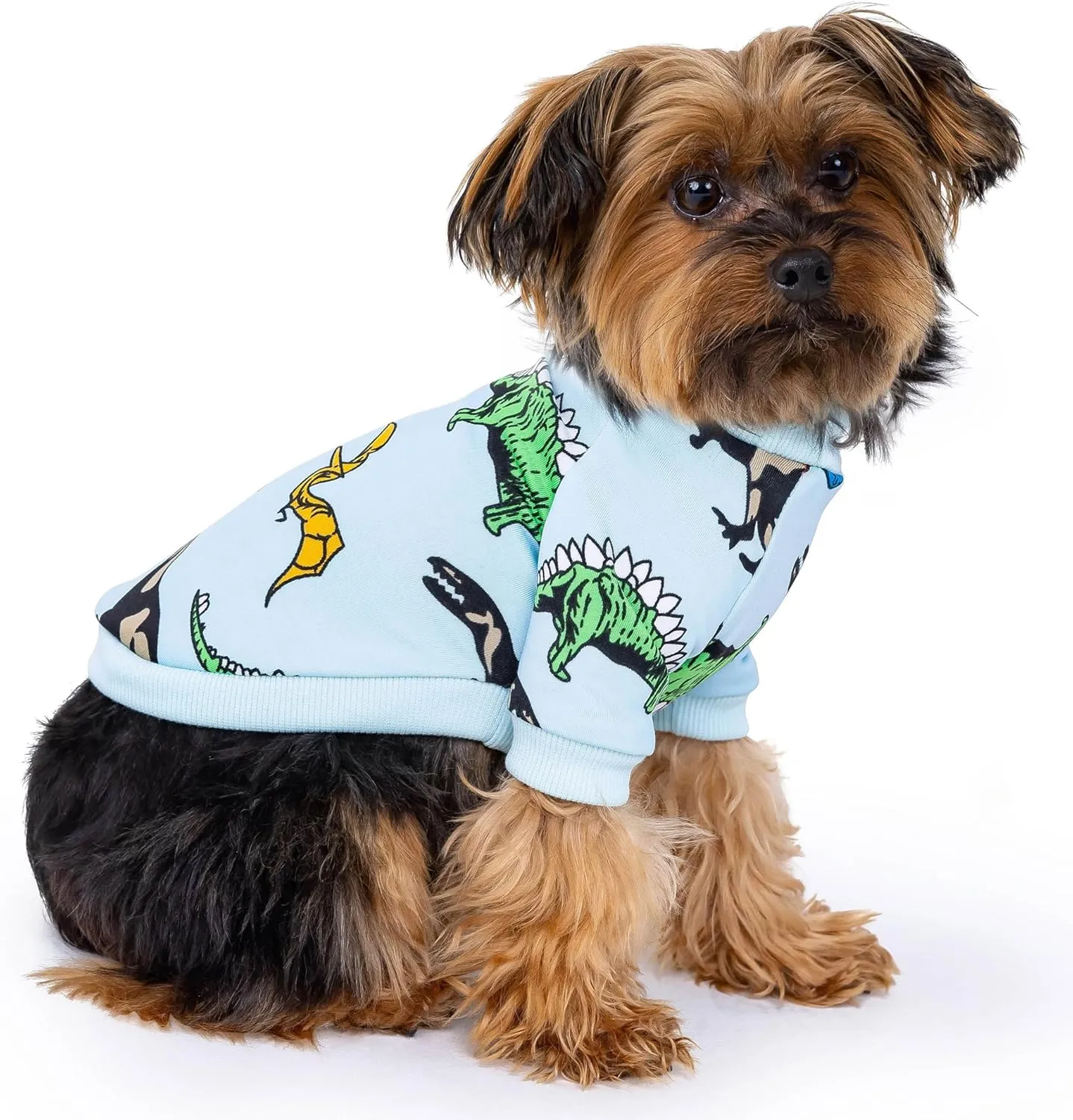 Rocky Thermal Jacket Clothes Fleece Lined Sweater for Dogs, Puppies, Warm Coat Bodysuit Onesie One Piece Vest Pet Jammies with Leg Warmers for Small, Medium, Large Dogs Cats (Dinosaur, XX-Small)