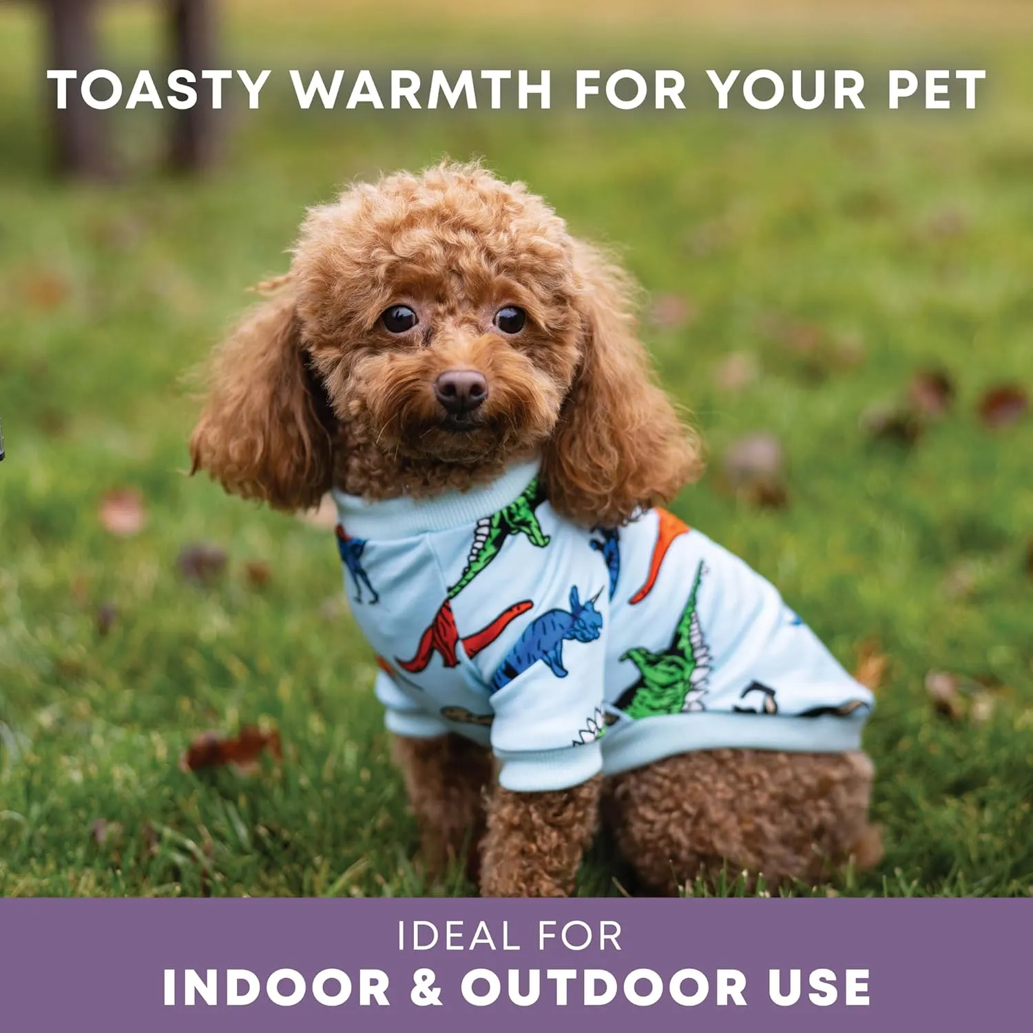 Rocky Thermal Jacket Clothes Fleece Lined Sweater for Dogs, Puppies, Warm Coat Bodysuit Onesie One Piece Vest Pet Jammies with Leg Warmers for Small, Medium, Large Dogs Cats (Dinosaur, XX-Small)