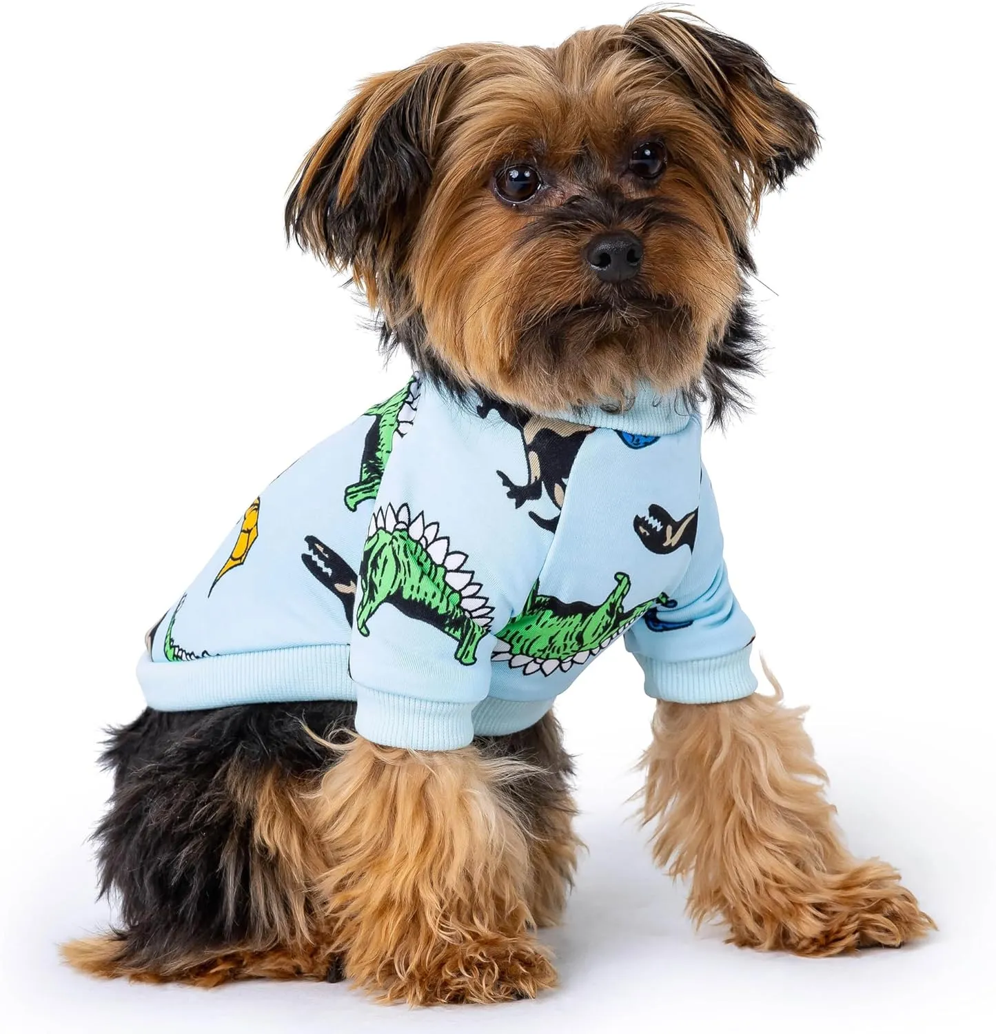 Rocky Thermal Jacket Clothes Fleece Lined Sweater for Dogs, Puppies, Warm Coat Bodysuit Onesie One Piece Vest Pet Jammies with Leg Warmers for Small, Medium, Large Dogs Cats (Dinosaur, XX-Small)