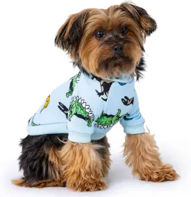 Rocky Thermal Jacket Clothes Fleece Lined Sweater for Dogs, Puppies, Warm Coat Bodysuit Onesie One Piece Vest Pet Jammies with Leg Warmers for Small, Medium, Large Dogs Cats (Dinosaur, XX-Small)