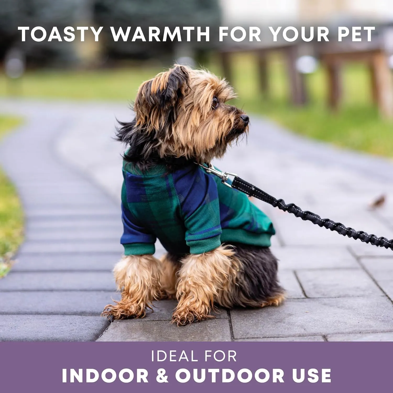 Rocky Thermal Jacket Clothes Fleece Lined Sweater for Dogs, Puppies, Warm Coat Bodysuit Onesie One Piece Vest Pet Jammies with Leg Warmers for Small, Medium, Large Dogs Cats (Green Plaid, XX-Small)