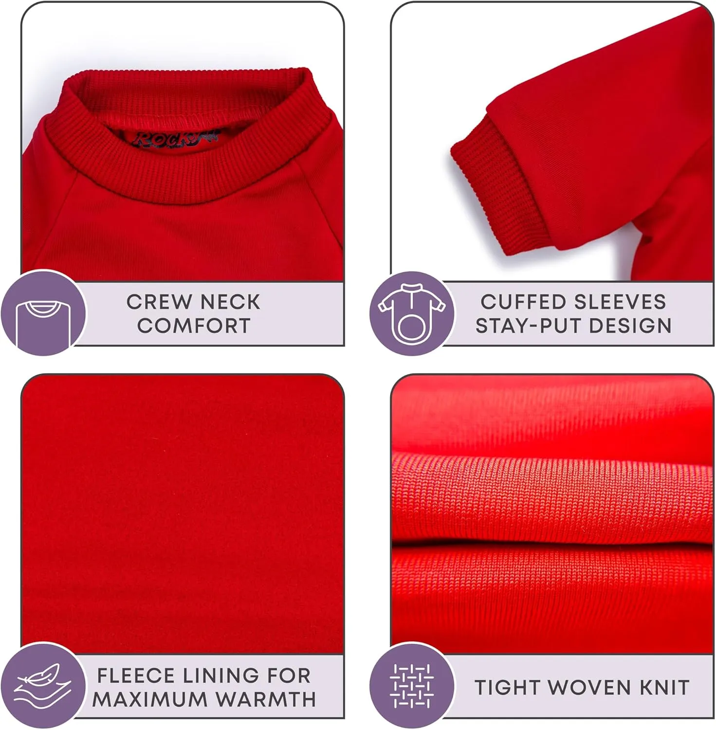 Rocky Thermal Jacket Clothes Fleece Lined Sweater for Dogs, Puppies, Warm Coat Bodysuit Onesie One Piece Vest Pet Jammies with Leg Warmers for Small, Medium, Large Dogs Cats (Red, XX-Small)
