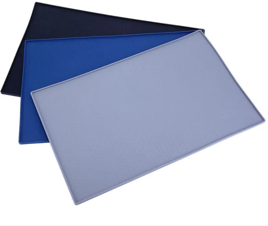 S 48*30cm gray Waterproof non-slip silicone pet feeding mat AZ22393