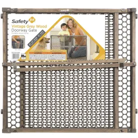 Safety 1st Adjustable Baby Gate for Doorways, Pressure Mount Fastening Gates for Pets, Toddlers, Babies, Children, Vintage Wood, Grey
