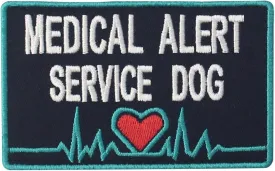 Service Dog Medical Alert Vests/Harnesses Patch Embroidered Badge Fastener Hook & Loop Emblem - Blue