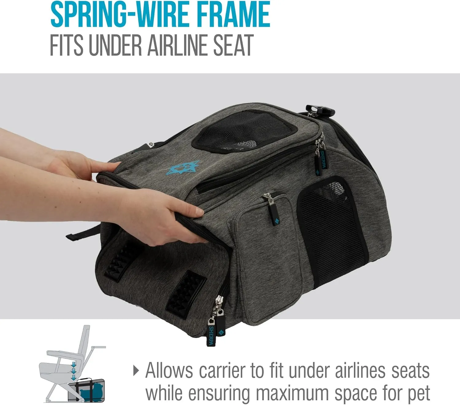 Sherpa 2-in-1 Backpack Travel Pet Carrier, Airline Approved & Guaranteed On Board - Gray, Medium