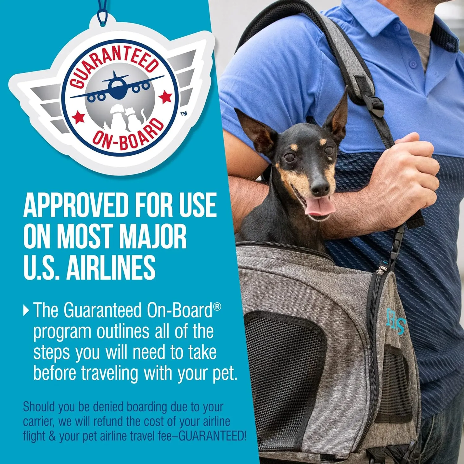 Sherpa 2-in-1 Backpack Travel Pet Carrier, Airline Approved & Guaranteed On Board - Gray, Medium