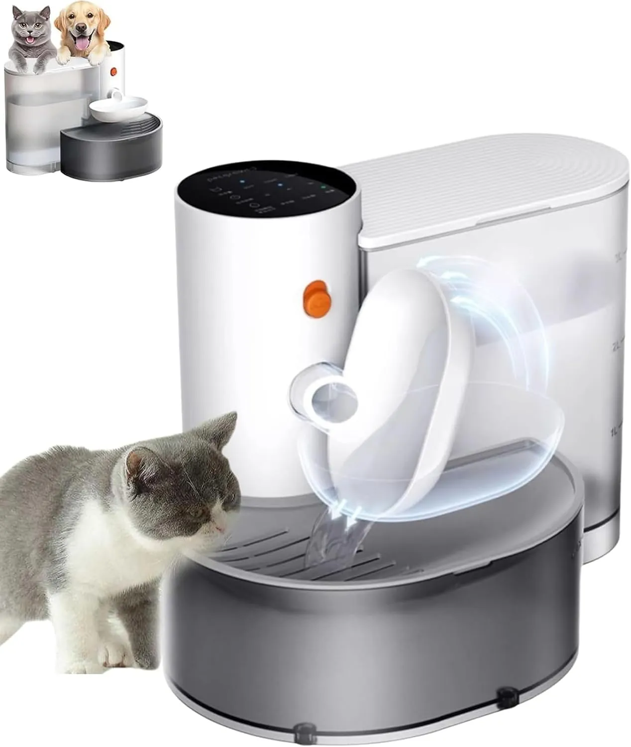 Smart Pet Water Fountain,Wireless Smart Pet Water Fountain No Filter,Pour-Over Cat Water Fountain,Ultra Silent 180 Days Endurance Automatic Pet Water Dispenser for Dogs and Cats
