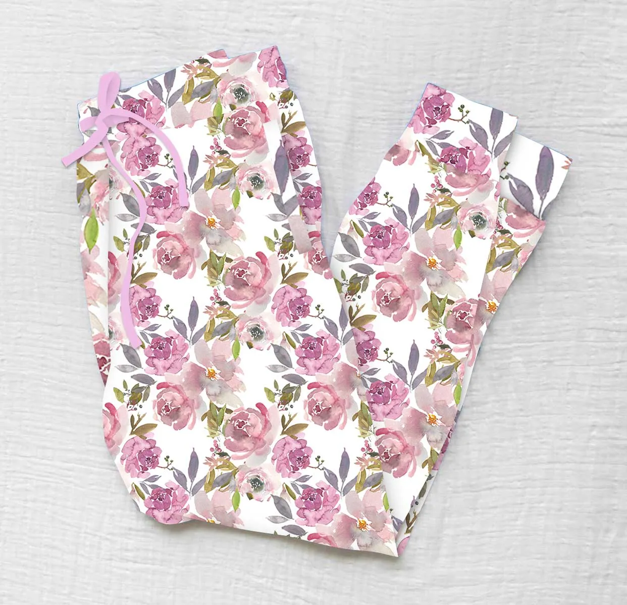Spring Fever Violet Blossom - Women's Bamboo Lounge Joggers