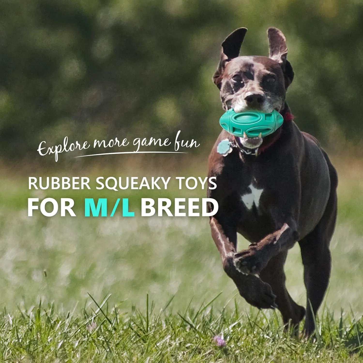 Squeaky Dog Toys for Aggressive Chewers: Rubber Interactive Puppy Ball with Squeaker,Almost Indestructible Tough Durable Pet Chew Toys for Medium and Large Breed