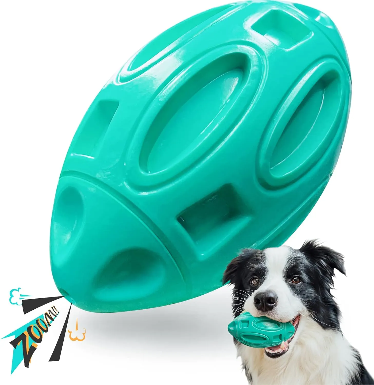 Squeaky Dog Toys for Aggressive Chewers: Rubber Interactive Puppy Ball with Squeaker,Almost Indestructible Tough Durable Pet Chew Toys for Medium and Large Breed