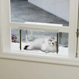 Sumerflos Acrylic Cat Window Perch Catio for Sunbathing, Napping, Overlooking, Eases Anxiety, Save Space, fit Vertical Windows 24" to 34" Wide