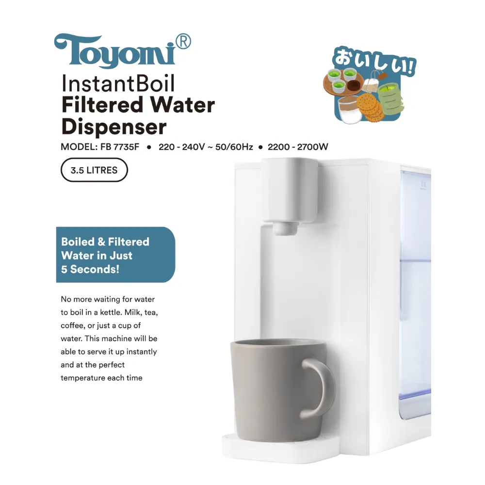 Toyomi 3.5L InstantBoil Filtered Water Dispenser with Premium Filter FB 7735F