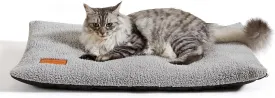 Ultra Soft Cat Bed Mat 24 x 18 Inch Cozy Pet Cushion with Non-Slip Bottom Washable Self-Warming Sleep Dog Pad for Crates Carriers (Light Gray)