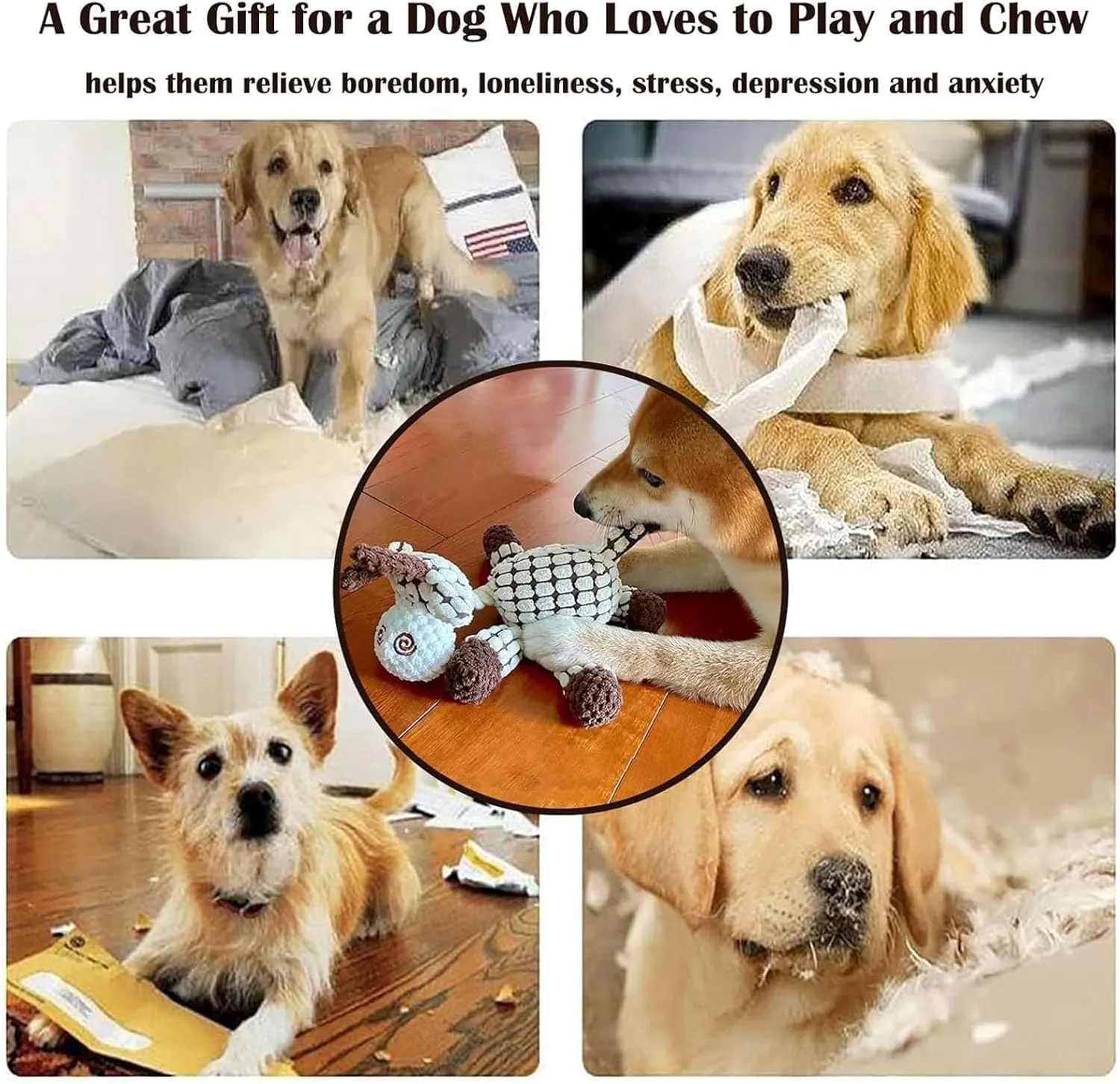 Vianys Bite Buddy, Shirem Bite Buddy, Bite Buddy Chew Toy for Dogs, Indestructible Dog Toy with Squeak, Cute Soft Resistant Dog Toys for Aggressive Chewers (2 PCS F)