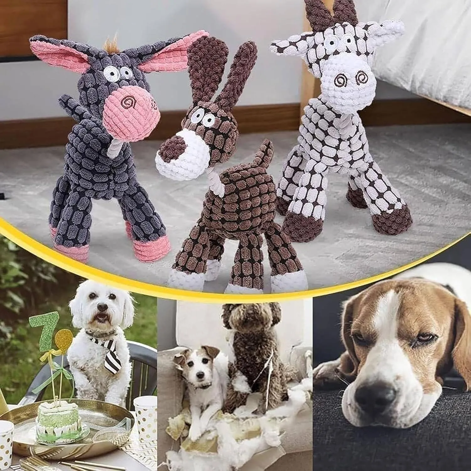 Vianys Bite Buddy, Shirem Bite Buddy, Bite Buddy Chew Toy for Dogs, Indestructible Dog Toy with Squeak, Cute Soft Resistant Dog Toys for Aggressive Chewers (2 PCS F)