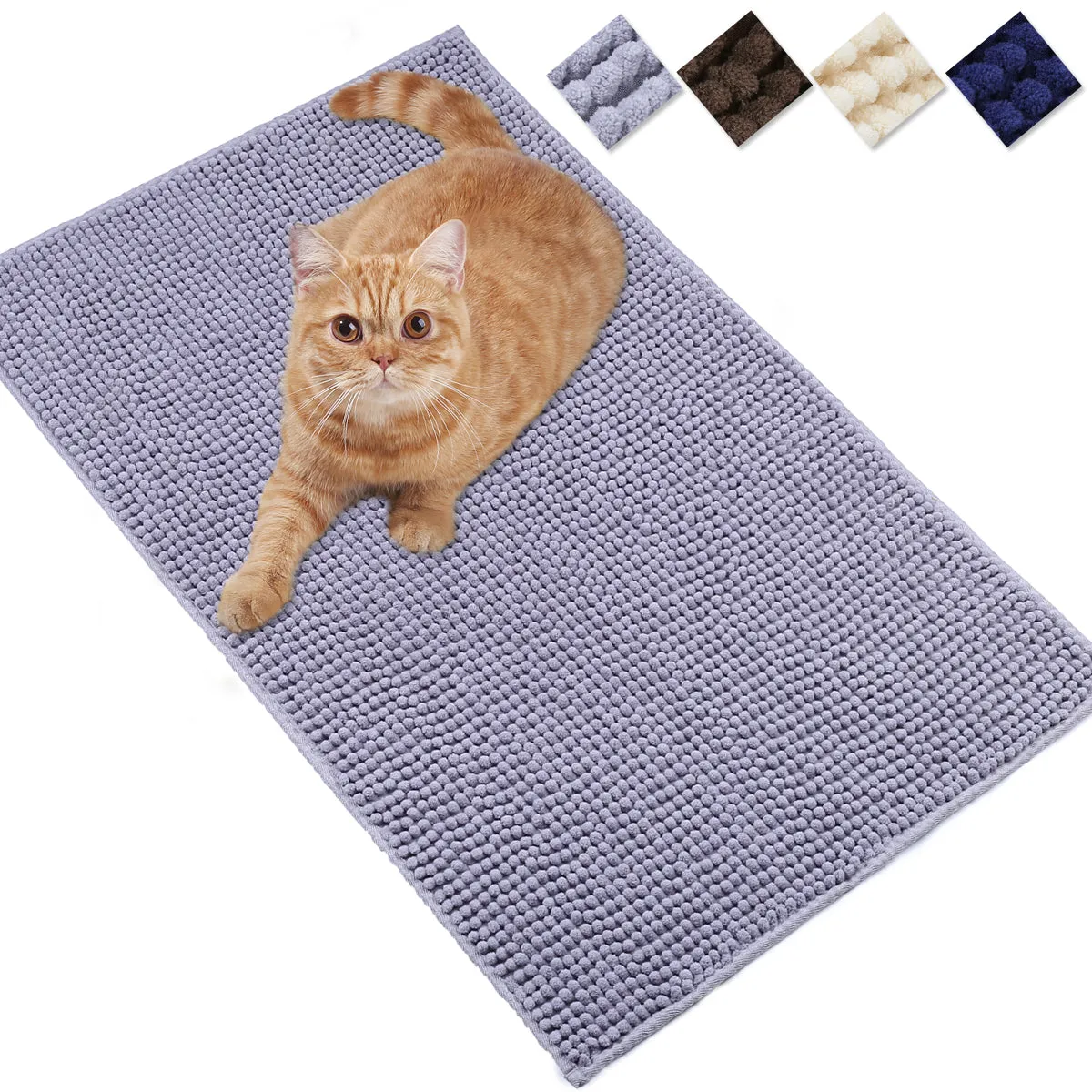 Vivaglory Cat Litter Mats, 31"× 20" Large or 35"× 25" Extra Large Super Soft Microfiber Pet Mats for Litter Boxes with Waterproof Back, Machine Washable