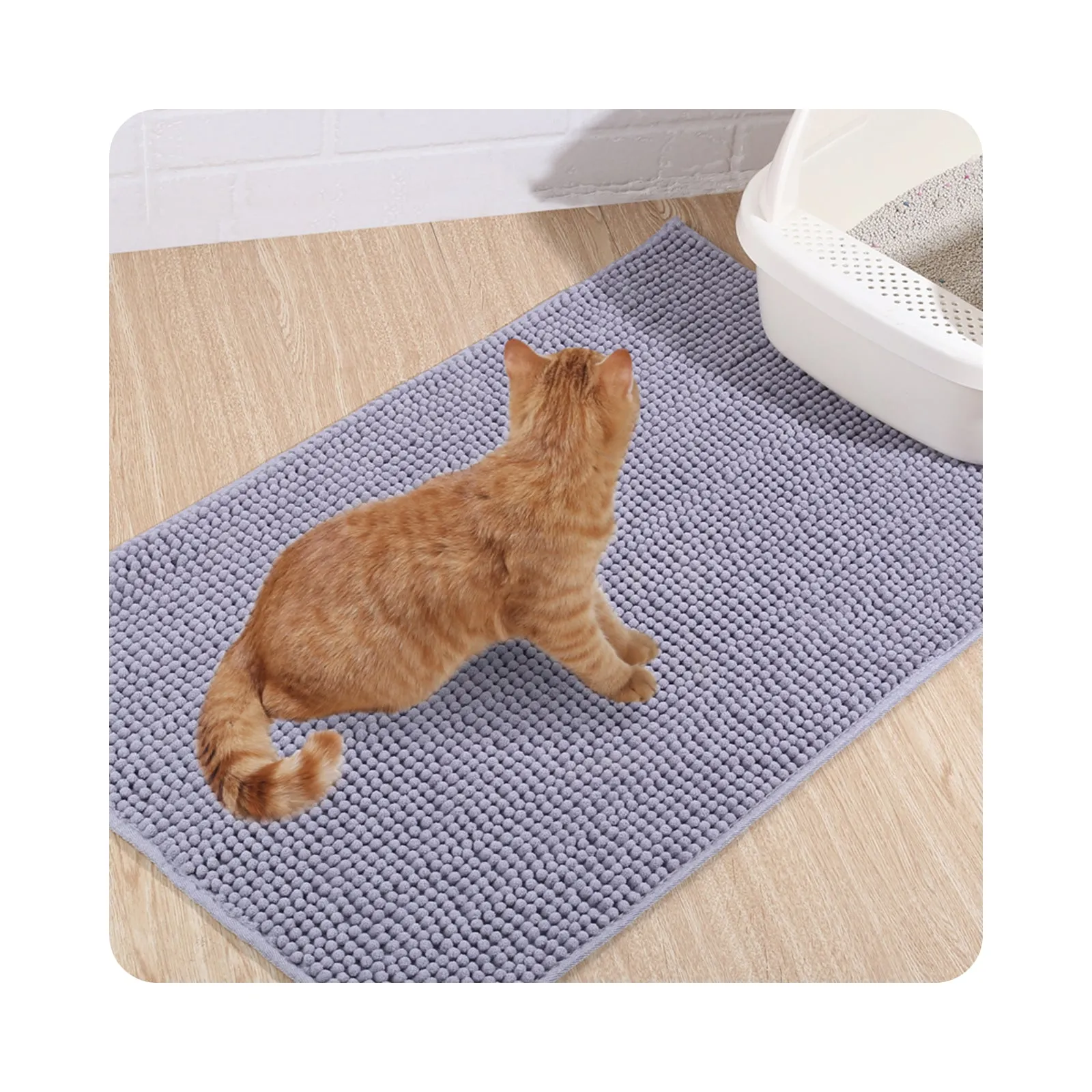 Vivaglory Cat Litter Mats, 31"× 20" Large or 35"× 25" Extra Large Super Soft Microfiber Pet Mats for Litter Boxes with Waterproof Back, Machine Washable