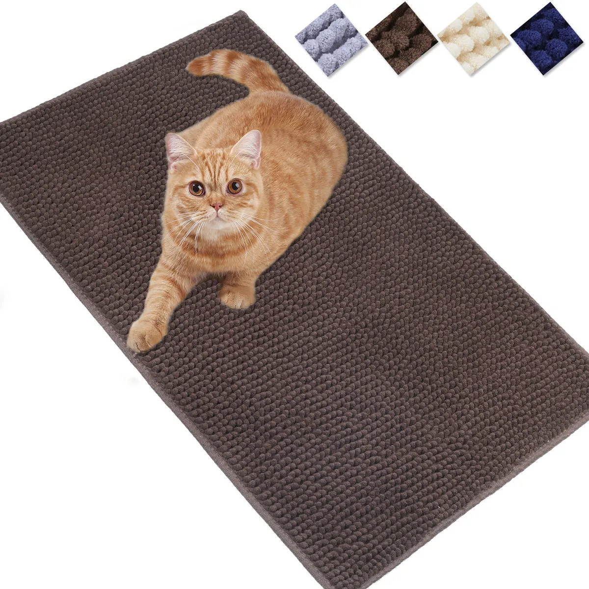 Vivaglory Cat Litter Mats, 31"× 20" Large or 35"× 25" Extra Large Super Soft Microfiber Pet Mats for Litter Boxes with Waterproof Back, Machine Washable
