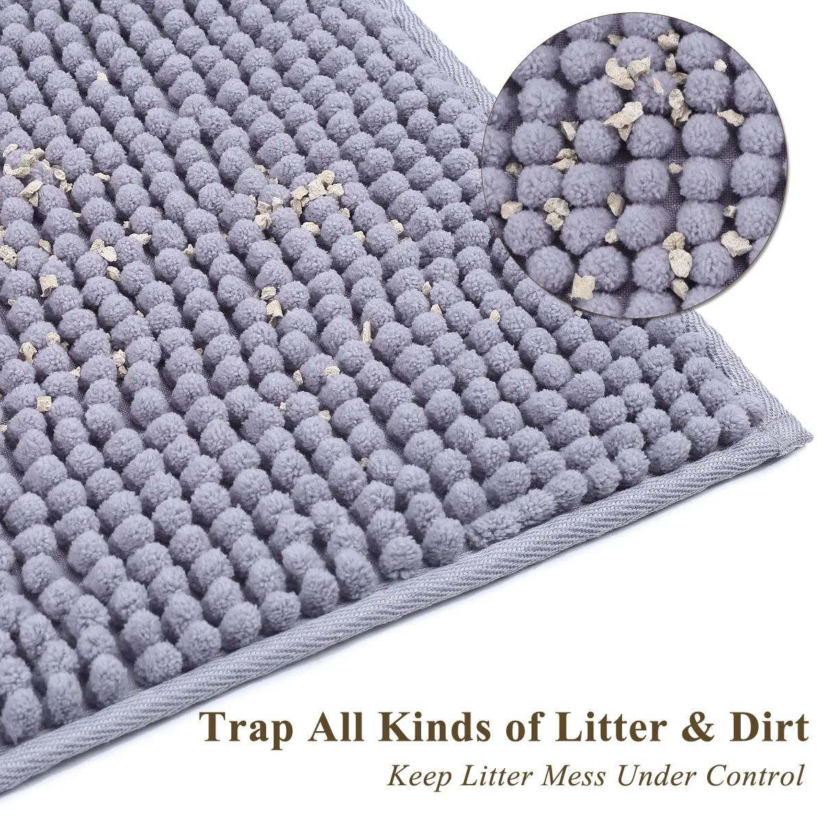 Vivaglory Cat Litter Mats, 31"× 20" Large or 35"× 25" Extra Large Super Soft Microfiber Pet Mats for Litter Boxes with Waterproof Back, Machine Washable