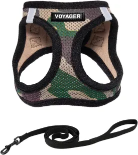 Voyager Step-in Air Cat Leash Harness Set - All Weather Mesh, Step in Vest Harness for Small and Large Cats by Best Pet Supplies - Army Base, S (Chest 14-16")